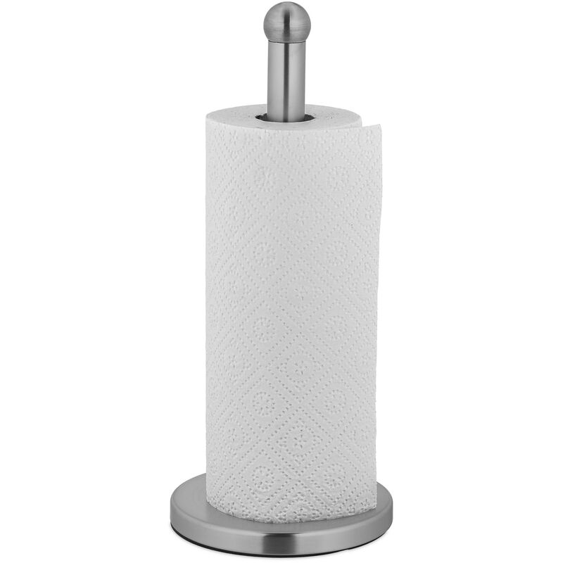 foto del prodotto relaxdays portarotolo da cucina, porta rotolone di carta assorbente da casa, in acciaio inox, hxd 35 x 15 cm, argentato