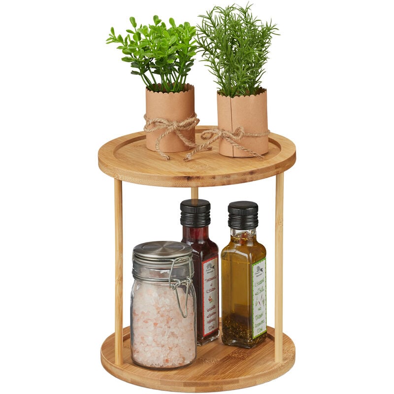 foto del prodotto relaxdays portaspezie in bamb , organizer per spezie, espositore spice rack con 2 ripiani, hxd 22,5 x 20 cm, naturale