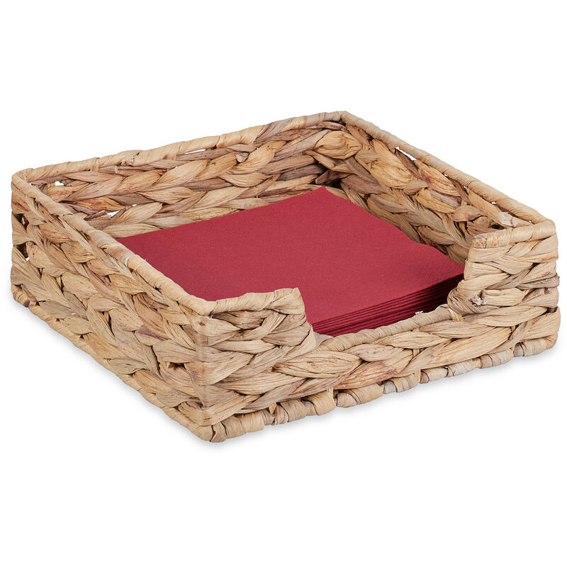immagine 0 del prodotto relaxdays portatovaglioli, in giacinto d acqua, contenitori intrecciato per tovaglioli 20x20 cm, quadrato, naturale