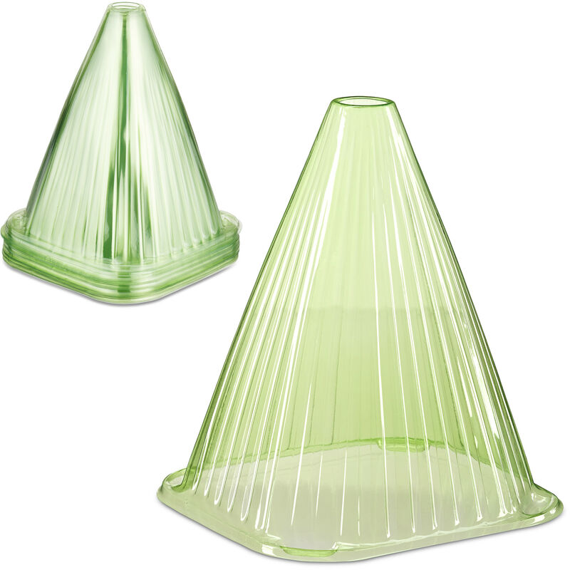 foto del prodotto relaxdays protezioni per piante, set 32 coni protettivi antilumaca e anti gelo, hlp 22x19x19 cm, in pvc, verde chiaro