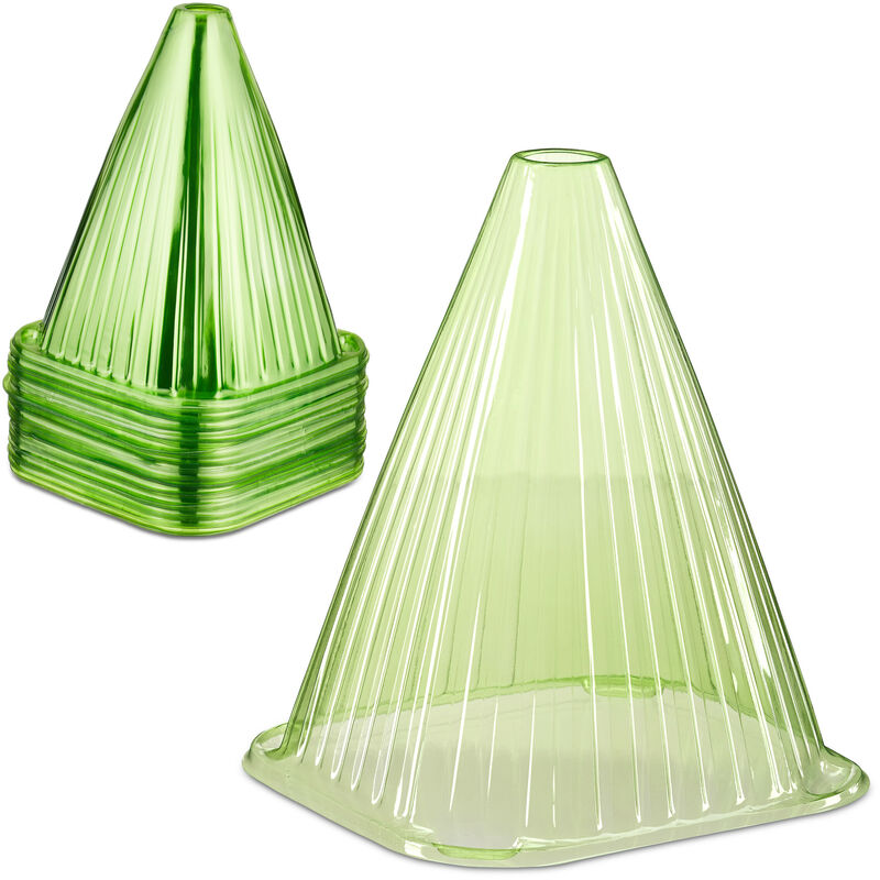 foto del prodotto relaxdays protezioni per piante, set da 80 coni protettivi antilumaca e anti gelo, hxlxp 22 x 19 x 19 cm, in pvc, verde