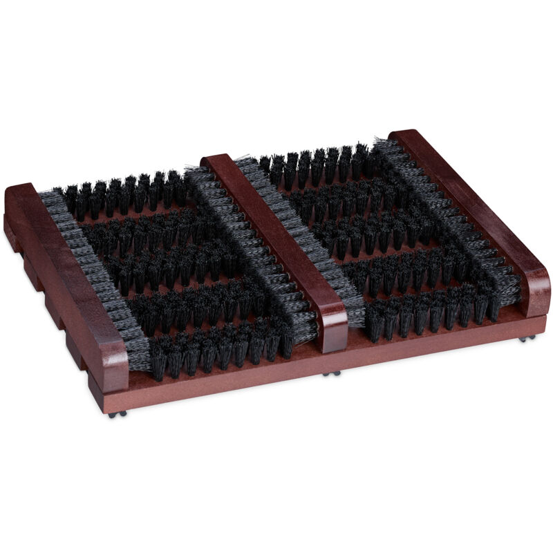 foto del prodotto relaxdays - pulisci scarpe ingresso con spazzole pulizia sneaker e suola stivali, tappetino con setole dure, marrone nero