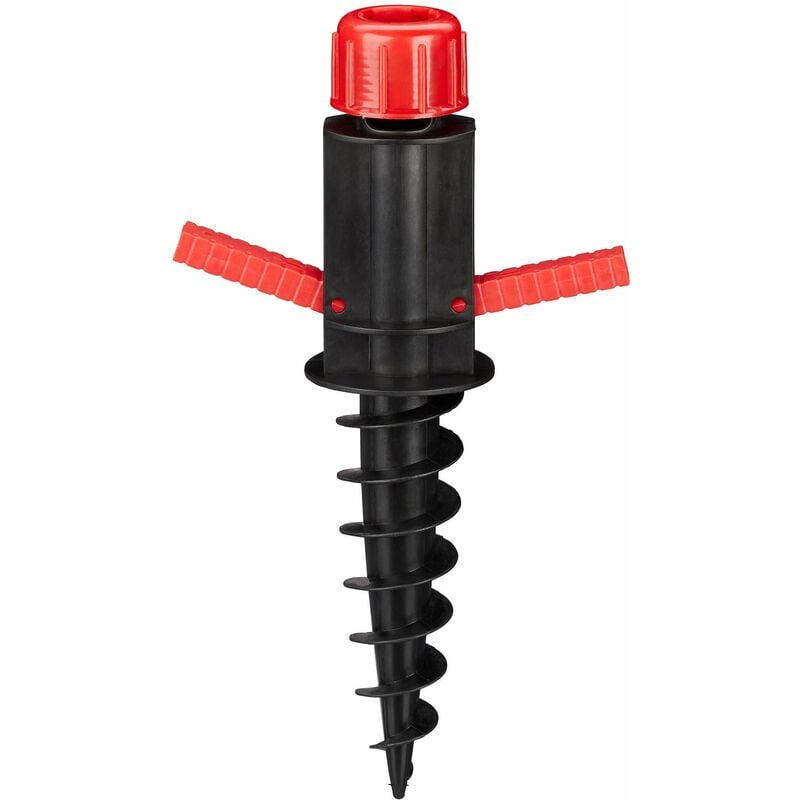 foto del prodotto relaxdays puntale, picchetto con manici di avvitamento, giardino per ombrellone, bastone 19 32 mm, spiaggia, nero rosso