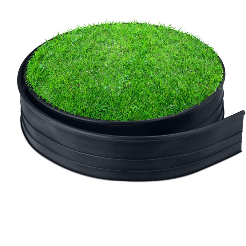 foto del prodotto relaxdays recinto per prato, bordo per aiuole, sponda per giardino hxl 10 cm x 12 m, bordatura in plastica, nero