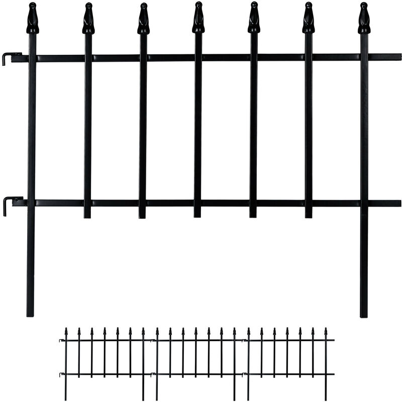 foto del prodotto relaxdays recinzione da giardino, in ferro, 4 elementi, espandibile, decorativo, design gotico, hxl 45,5x226 cm, nero