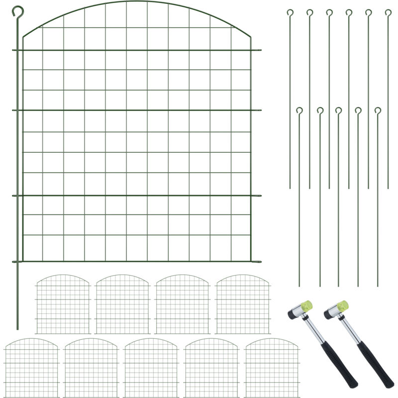foto del prodotto relaxdays recinzione per aiuole, 10 pannelli per stagni e prati in giardino, bordure in metallo, hxl 78x75 cm, verde
