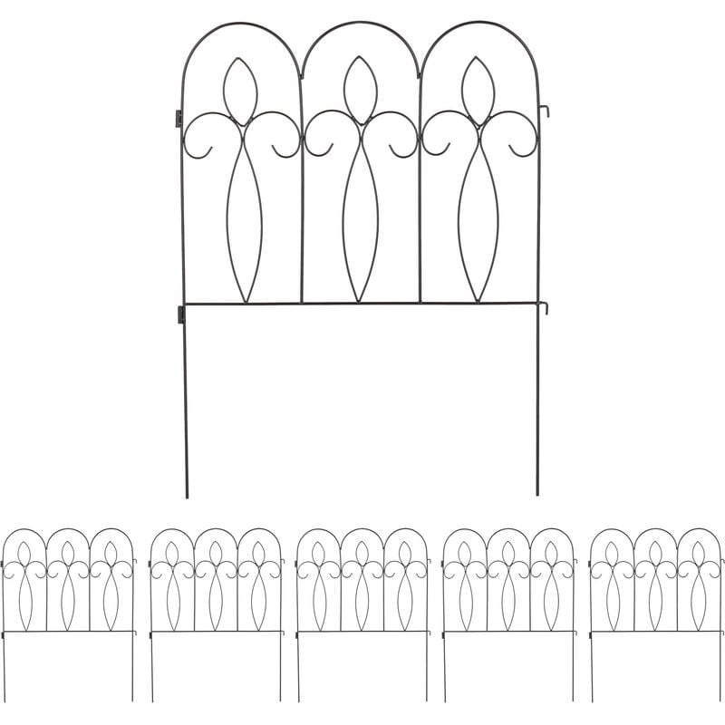 foto del prodotto relaxdays recinzione per aiuole, 6 pannelli, h x l 81 x 63 cm, per aiuole in giardino, design decorativo, ferro, nero