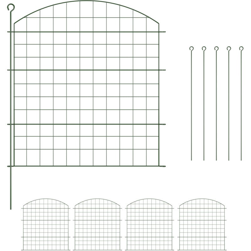 foto del prodotto relaxdays recinzione per aiuole, set 5 pannelli per stagni e prati in giardino, bordure metallo, hxl 78x75 cm, verde