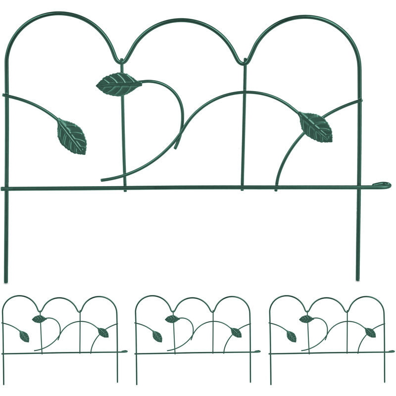 foto del prodotto relaxdays recinzione per aiuole, set da 4 pannelli per cortile e giardino, bordure in acciaio, hxl 28 x 38,5 cm, verde