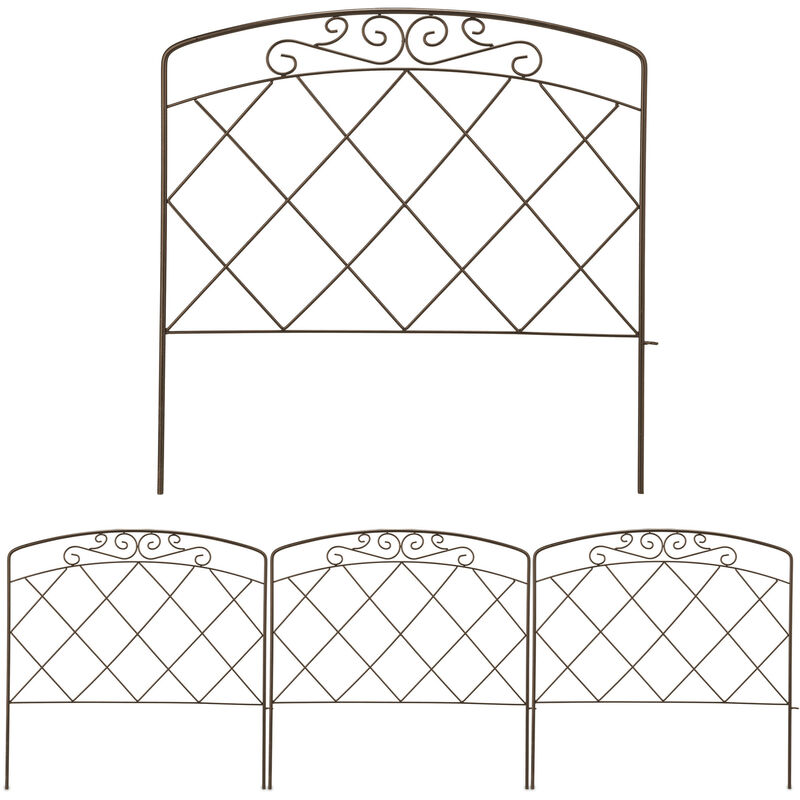 foto del prodotto relaxdays recinzione per aiuole, set da 4 pannelli per cortile e giardino, bordure in acciaio, hxl 60 x 62,5 cm, bronzo