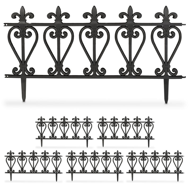 foto del prodotto relaxdays recinzione per aiuole, set da 6 pannelli per cortile e giardino, bordure in acciaio, hxl 32,5 x 61 cm, nero