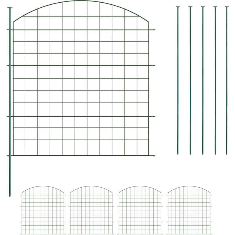 foto del prodotto relaxdays recinzione per aiuole, set di pannelli per stagni e prati in giardino, bordure metallo, hxl 79x78 cm, verde