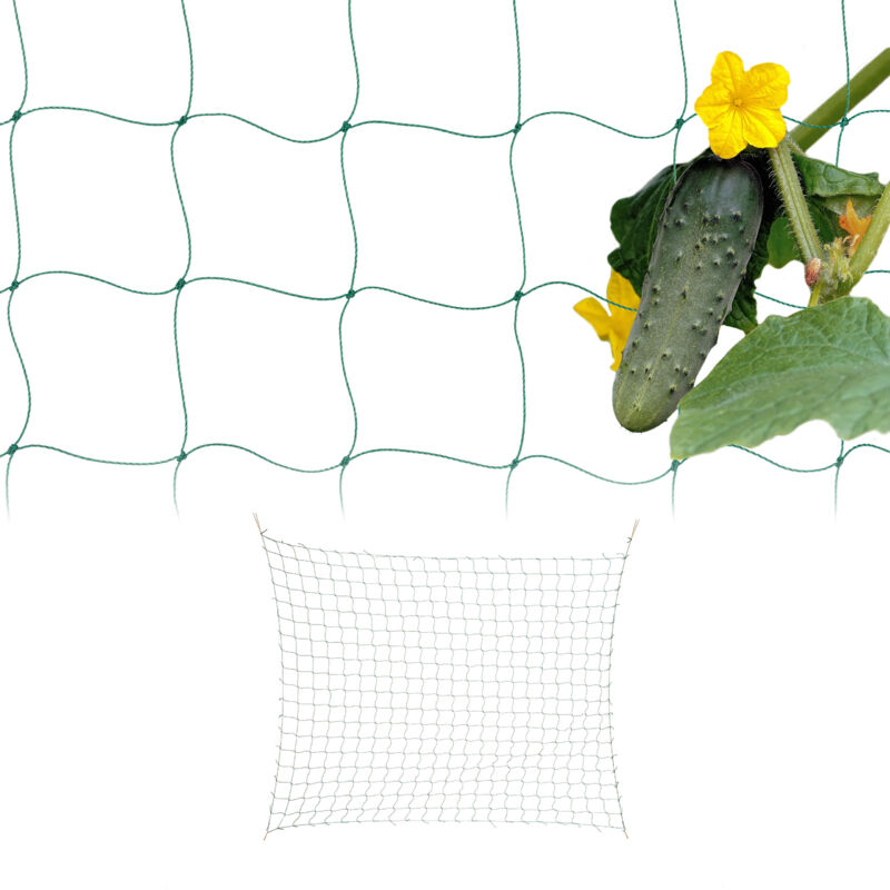 foto del prodotto relaxdays rete per piante rampicanti, 2 sostegni per pomodori e cetrioli orto, supporto 180x360 cm, maglie 10cm, verde