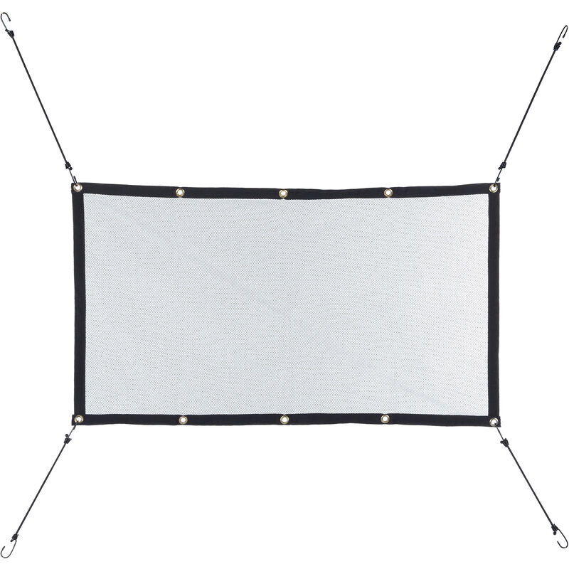 foto del prodotto relaxdays rete portaoggetti automobile, divisorio per cani 65 x 115 cm bagagliaio, universale, con corde elastiche, nero