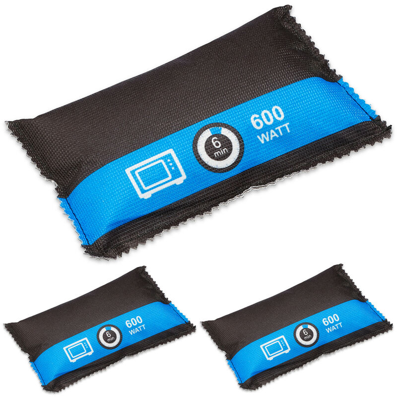 foto del prodotto relaxdays sacchetto deumidificatore per auto, set 3 bustine assorbi umidit , riutilizzabile, antiappannamento, nero blu