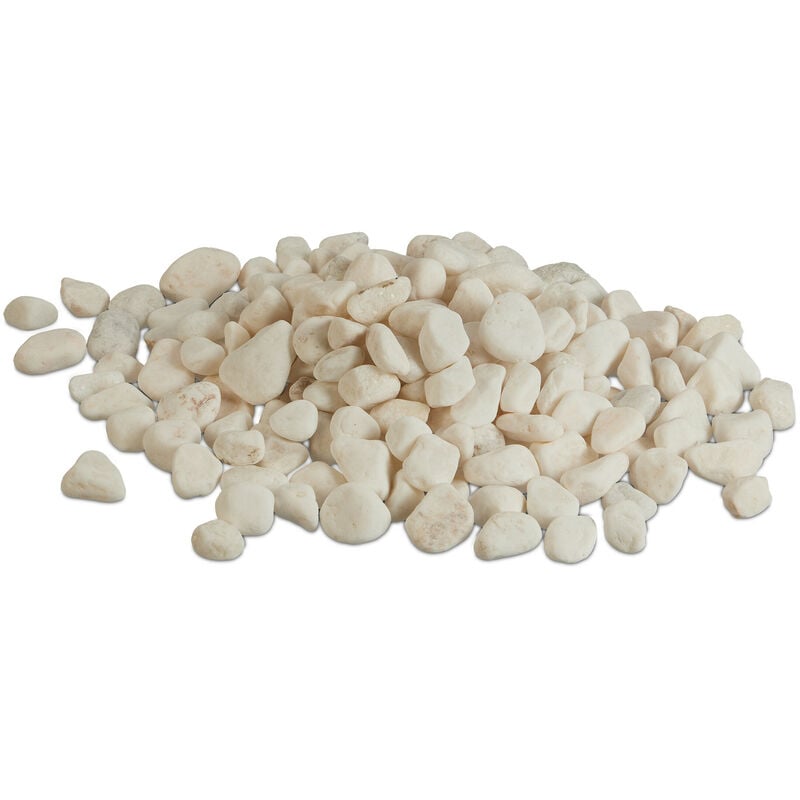 foto del prodotto relaxdays sassolini decorativi per vasi, 5kg sassi da giardino, pietre acquario, ghiaia 25 40mm, ciottoli piante, bianco