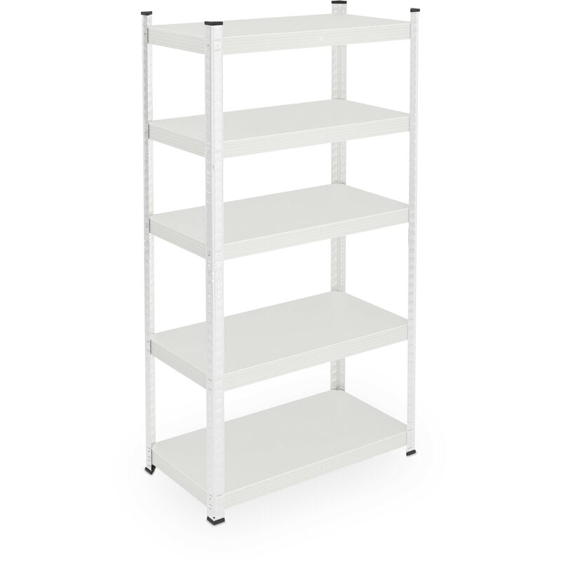 foto del prodotto relaxdays scaffale in acciaio, hlp 150 x 75 x 30 cm, con 5 ripiani ad alta portata 875 kg, per garage e cantina, bianco