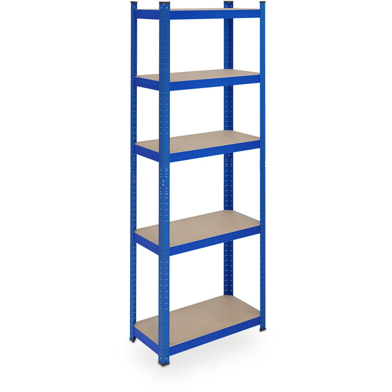 foto del prodotto relaxdays scaffale in acciaio, hlp 180 x 60 x 30 cm, con 5 ripiani ad alta portata 500 kg, per garage e cantina, blu