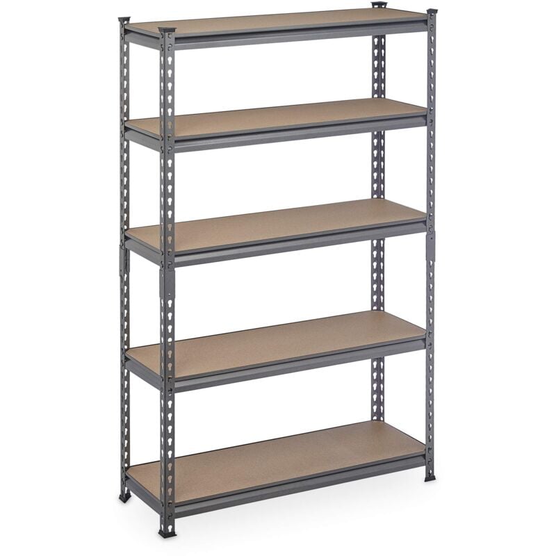 foto del prodotto relaxdays scaffale in metallo, 1800kg capacit carico, 153x91x30,6 cm, scaffalatura ad alta portata, 5 ripiani, grigio