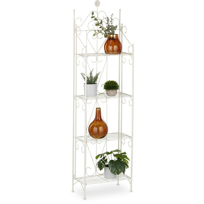 foto del prodotto relaxdays scaffale portafiori, fioriera per interni con 4 ripiani, portavasi pieghevole, hxlxp 156 x 46 x 25 cm, bianco