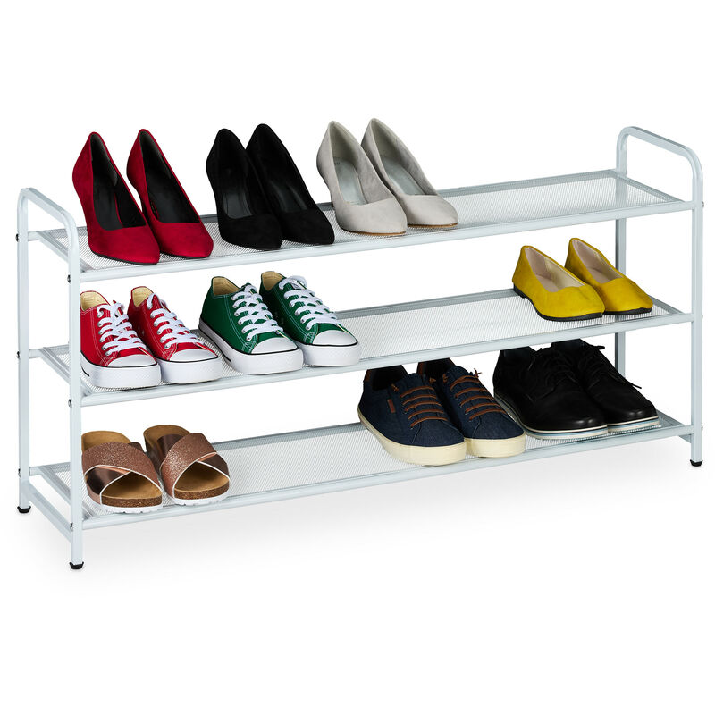 foto del prodotto relaxdays - scarpiera a 3 ripiani, scaffale slim hxlxp 48 x 100 x 25,5 cm, portascarpe salvaspazio per 12 paia di scarpe