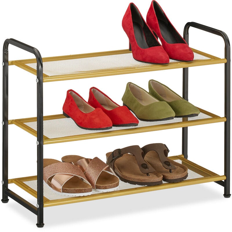 foto del prodotto relaxdays scarpiera a 3 ripiani, scaffale slim hxlxp 48 x 60 x 25 cm, portascarpe salvaspazio per 6 paia di scarpe