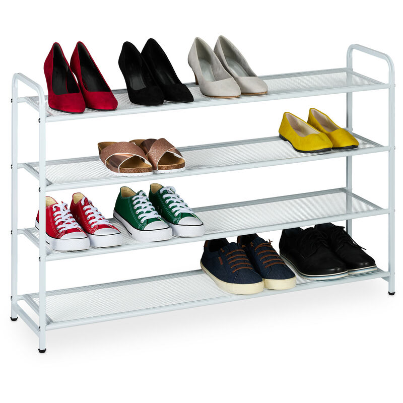 foto del prodotto relaxdays scarpiera a 4 ripiani, scaffale slim hxlxp 65 x 100 x 25,5 cm, portascarpe salvaspazio per 16 paia di scarpe