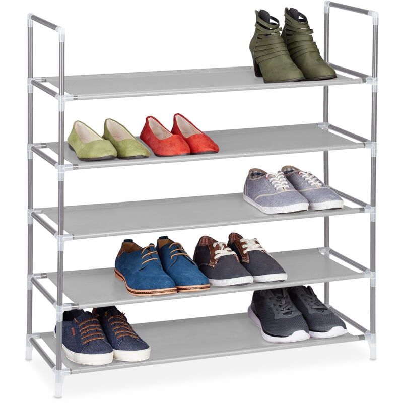 foto del prodotto relaxdays scarpiera salvaspazio xl, con rivestimento in tessuto non tessuto, 5 ripiani per 20 paia di scarpe, grigio