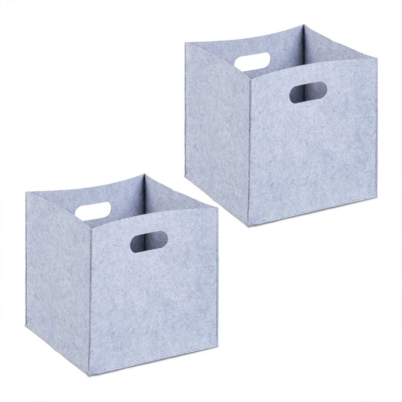 foto del prodotto relaxdays scatola da scaffale portaoggetti, set 2 porta giochi e libri libreria, box cubo hlp 30x30x30 cm feltro, grigio