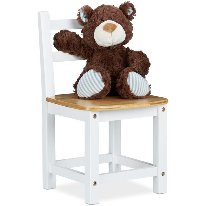 foto del prodotto relaxdays sedia bambini rustico, bamb , cameretta, stanza giochi, hxlxp 50x28,5x28 cm, kids chair, marrone e bianco