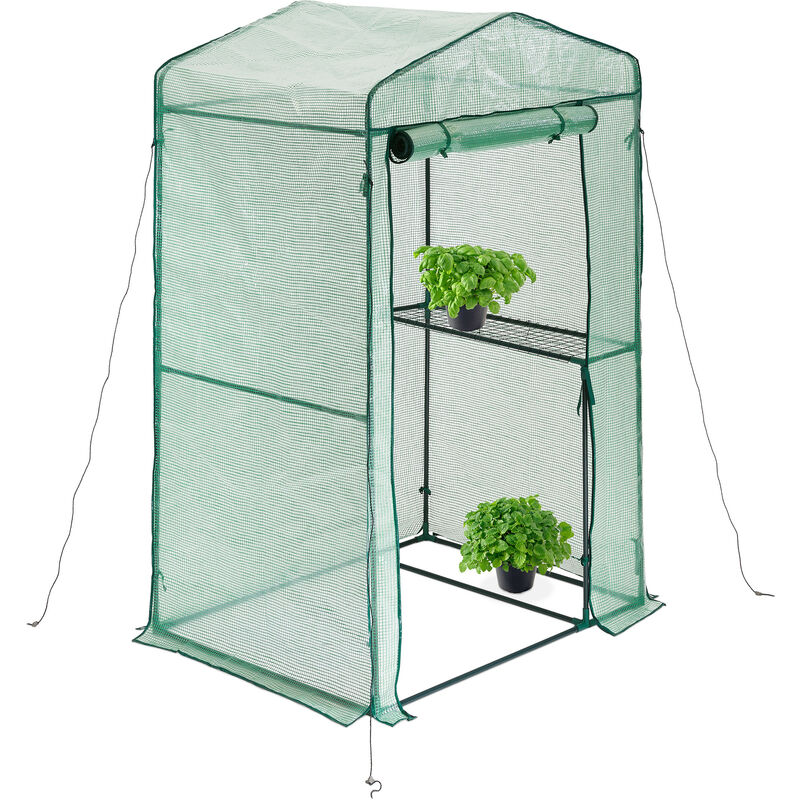 foto del prodotto relaxdays serra da giardino, orto verticale, porta avvolgibile, per coltivare pomodori, ferro e pe, 185x125x95 cm, verde