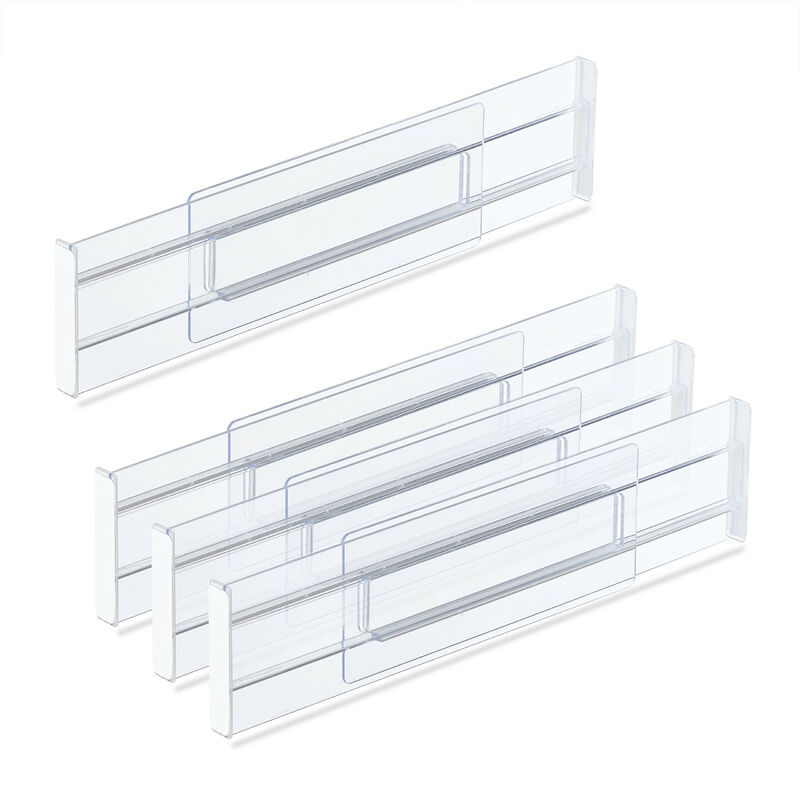 foto del prodotto relaxdays set 4 divisori regolabili per cassetti portaposate cucina o intimo armadio, separatori 28 52,5 cm, trasparente