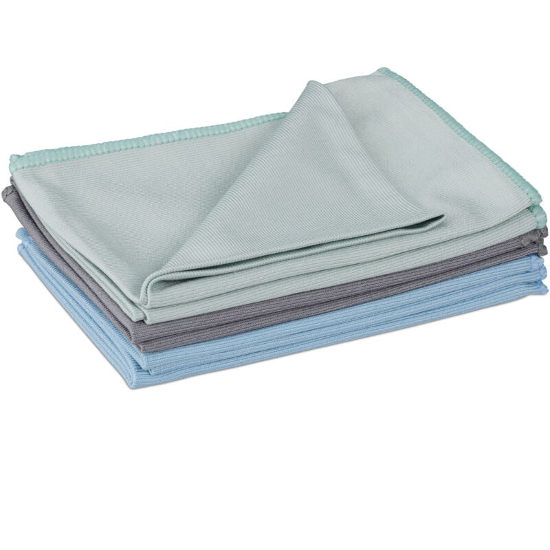 foto del prodotto relaxdays set 6 panni in microfibra per pulire vetri di casa o auto, 40x60, pezze pulizia cucina, spugna bagno, colori
