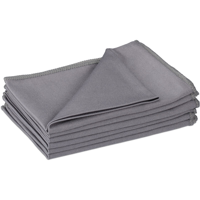 foto del prodotto relaxdays set 6 panni in microfibra per pulire vetri di casa o auto, 40x60, pezze pulizia cucina, spugna bagno, grigio