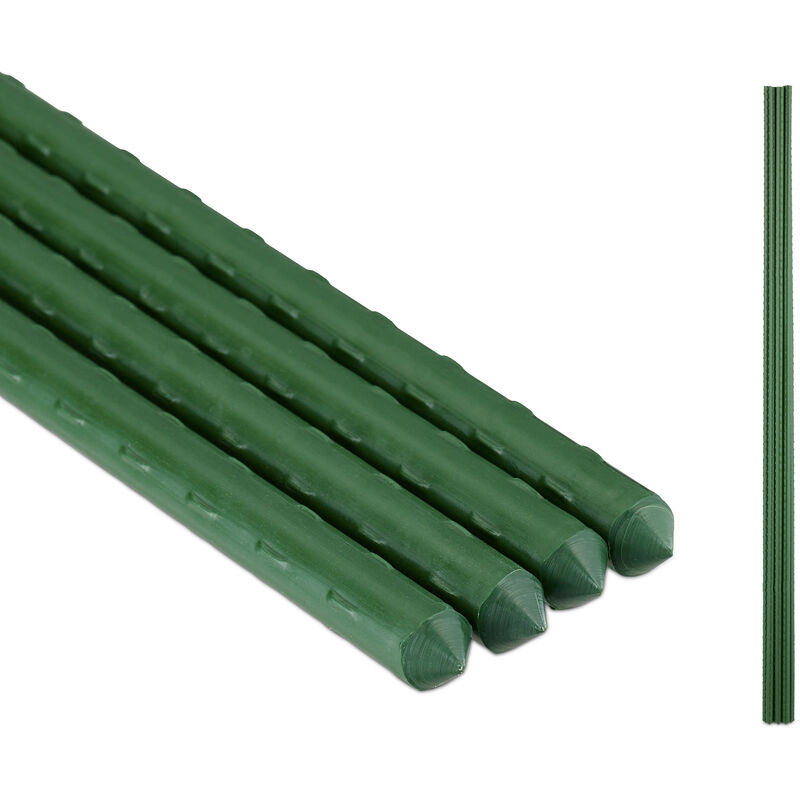 foto del prodotto relaxdays set da 10 bastoncini per piante, supporti per rampicanti, 10 mm, bastoni per piantine, h 75 cm, verde