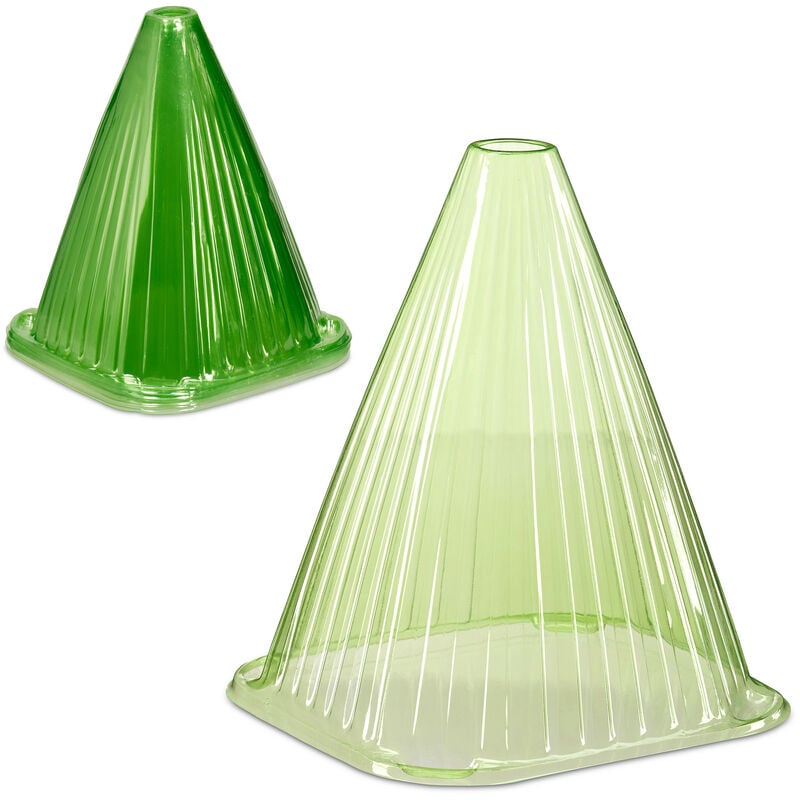 foto del prodotto relaxdays set da 10 protezioni per piante, coni protettivi antilumaca e anti gelo, hxlxp 22 x 19 x 19 cm, in pvc, verde