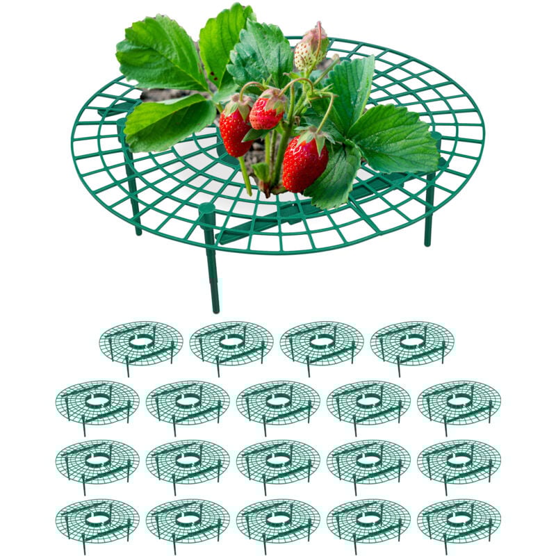 immagine 0 del prodotto relaxdays set da 20 anelli di supporto per fragole, sostegno in plastica per piante da orto, rete antimuffa, verde
