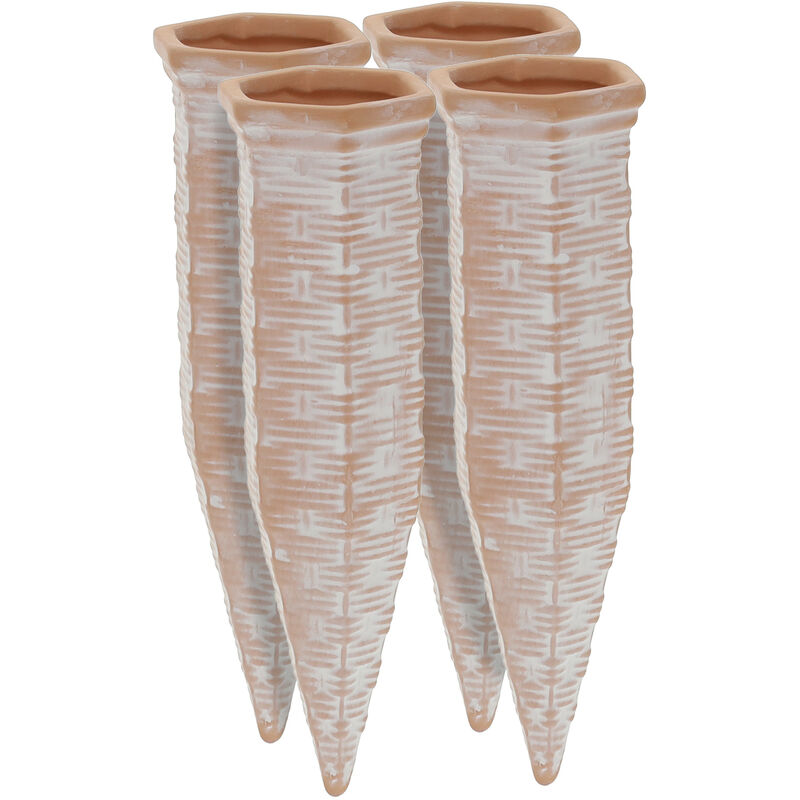 foto del prodotto relaxdays set da 4 coni, irrigazione a goccia, piante, fiori, innaffiatori per bottiglie da 1,5l, in outdoor, terracotta