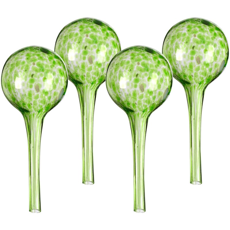 foto del prodotto relaxdays sfere per irrigazione, hxd 15x6 cm, set 4 irrigatori automatici per piante e fiori in vacanza, vetro, verde
