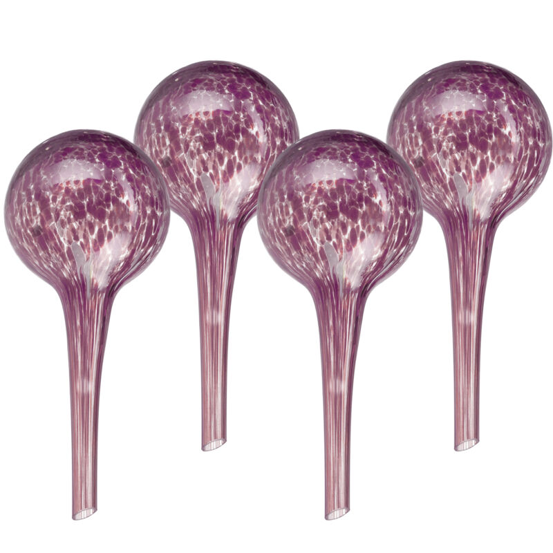 foto del prodotto relaxdays sfere per irrigazione, hxd 15x6 cm, set da 4 irrigatori automatici per piante e fiori in vacanza, vetro, nero