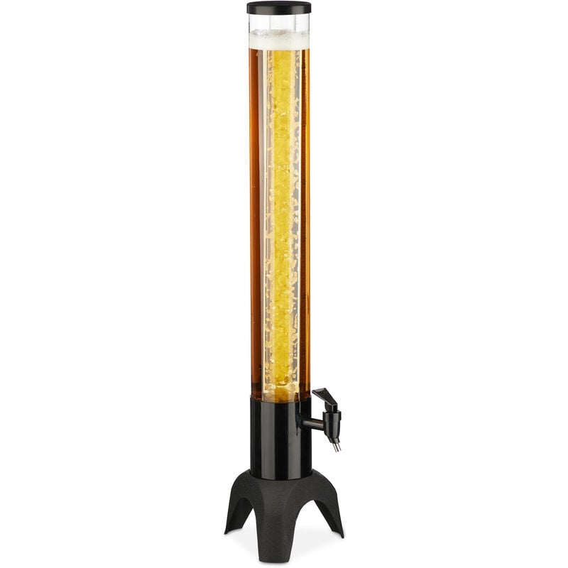 foto del prodotto relaxdays spillatore di birra da tavolo, 2,5 litri, sistema raffreddamento, dispenser con rubinetto, trasparente nero
