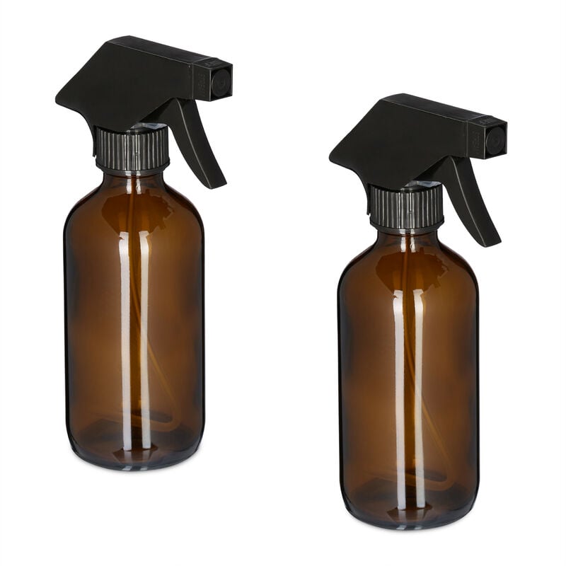 foto del prodotto relaxdays spruzzino nebulizzatore, set 2, 230ml di bottiglie spray vuote, vaporizzatore parrucchieri, pulizia, marroni
