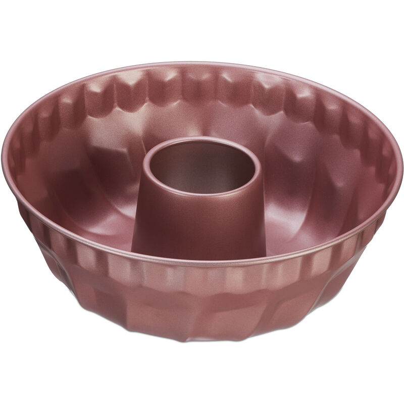 foto del prodotto relaxdays stampo a spirale per ciambellone, antiaderente 25 cm, acciaio al carbonio, per torte e dolci rotondi, rosato