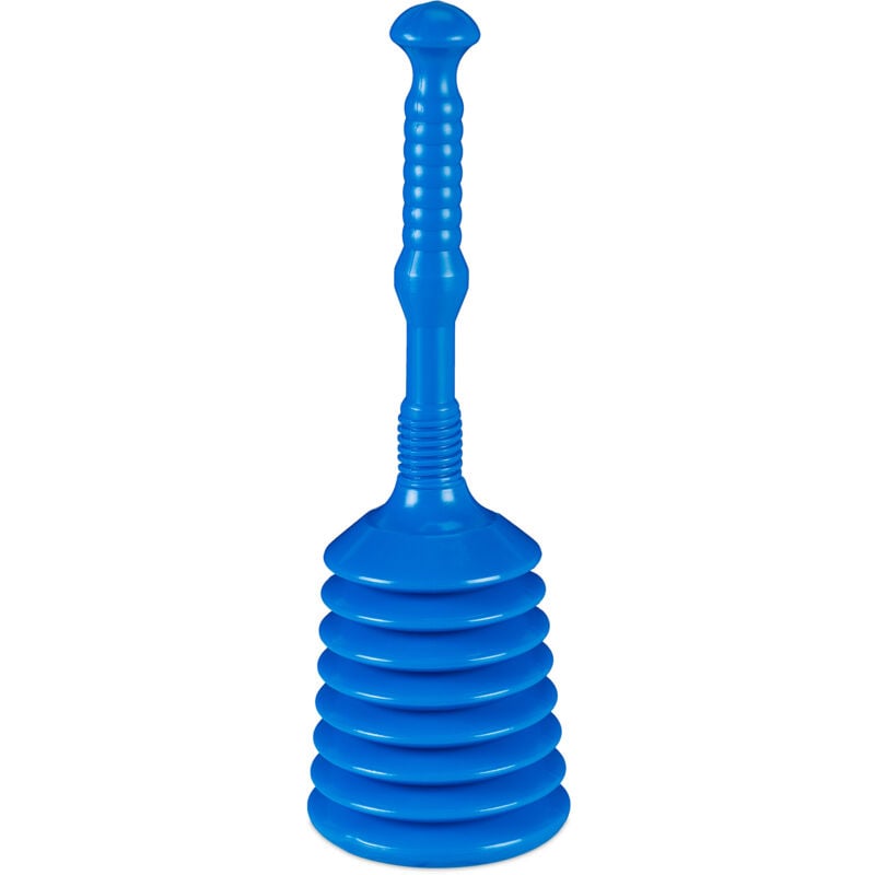foto del prodotto relaxdays stura lavandini e scarichi, ventosa sturalavandini, pompa manuale per liberare le tubature, plastica, blu