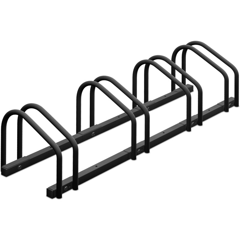 foto del prodotto relaxdays, supporto per 4 biciclette, rastrelliera bici in acciaio, portabici larghezza pneumatici 60 mm, antracite