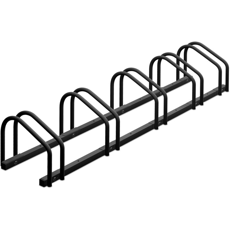 foto del prodotto relaxdays supporto per 5 biciclette, rastrelliera bici in acciaio, portabici larghezza pneumatici 60 mm, antracite