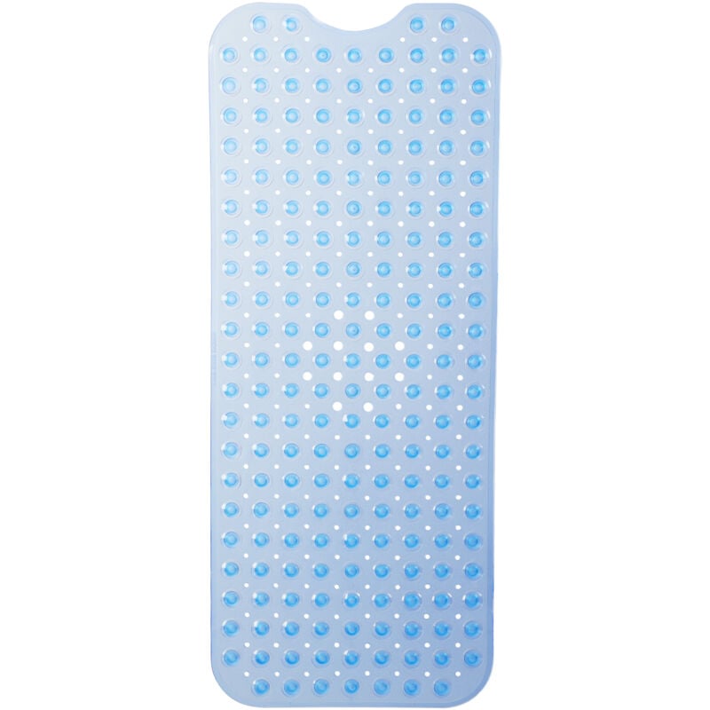 foto del prodotto relaxdays tappetino antiscivolo per vasca da bagno, extra grande, con vaschette, lavabile, misure lxp 97 x 39 cm, blu