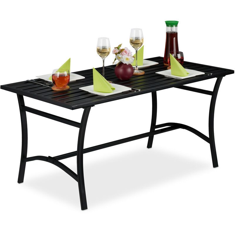 foto del prodotto relaxdays tavolo da giardino, rettangolare, terrazza balcone, arredamento da esterno, metallo, 55,5x120x60cm, nero