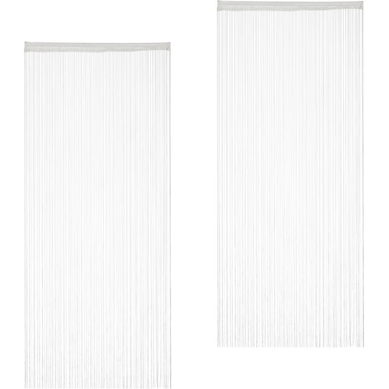 foto del prodotto relaxdays tenda a fili, accorciabile, set da 2, hxl 90 x 245 cm, porte e finestre, frange, separ e divisorio, bianco