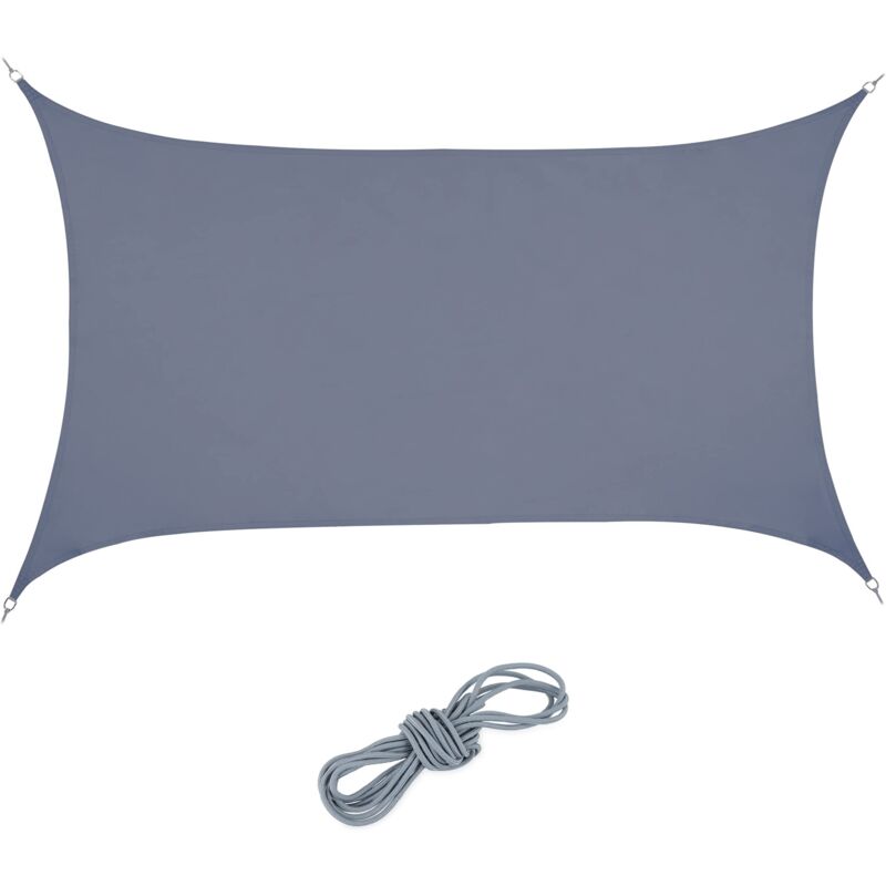foto del prodotto relaxdays tenda parasole per esterni rettangolare, tessuto pes, anti uv, terrazza e giardino, 2 x 3 m, grigio scuro, poliestere, 1 pz